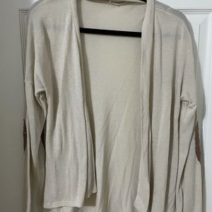 Ivory cardigan with sequin elbow patches